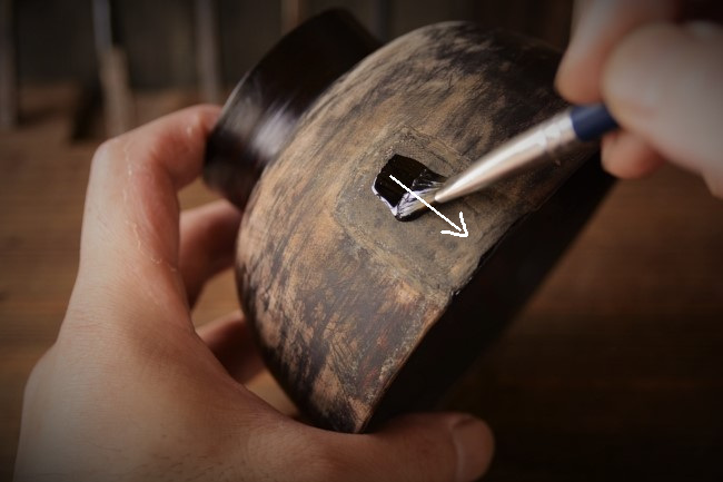 ひびの入った木の器の金継ぎ修理方法