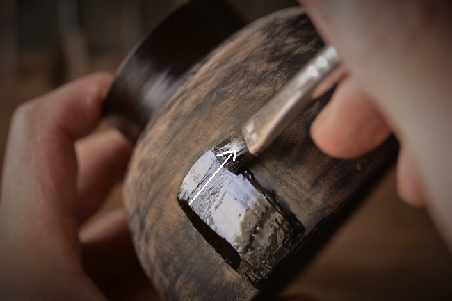 ひびの入った木の器の金継ぎ修理方法
